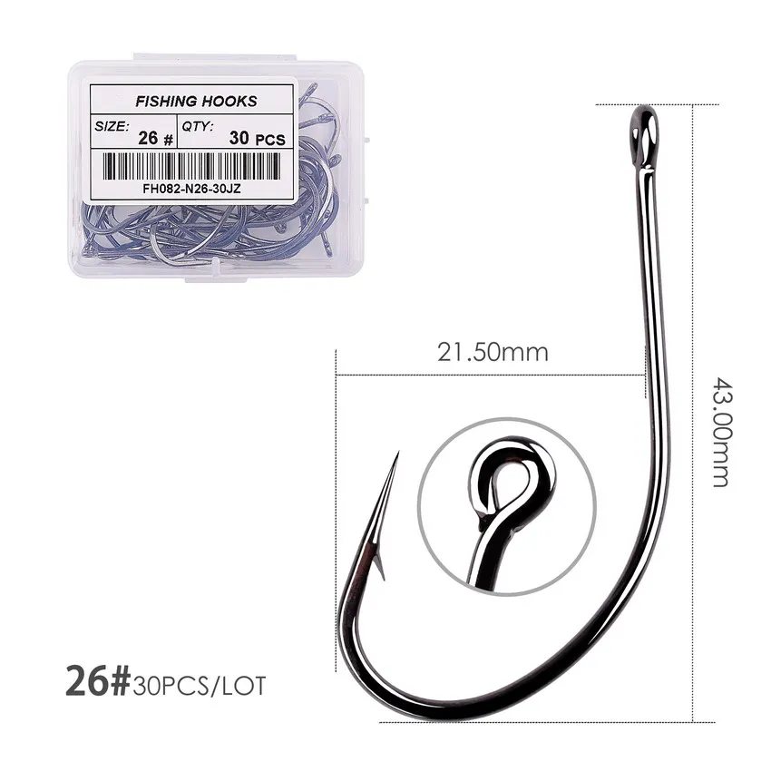 100 / 30 pcs High Carbon Steel Fishhooks barbed Fishing Hook Lake River Ocean Fishhook Japan Jig Barbed Fishing Hooks - Color: Size 26 - 30pcs