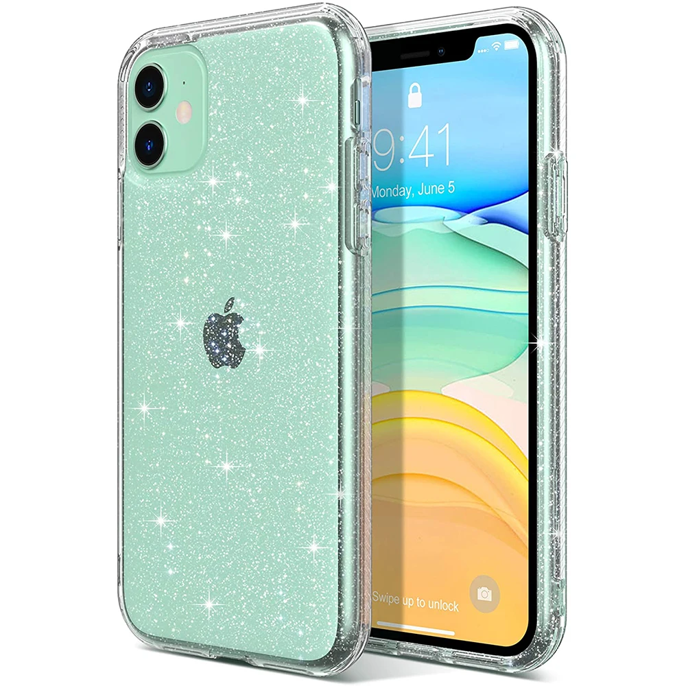 Glitter Clear Case For Iphone 11 Pro Max 13 12 Mini 11pro X Xs Xr 8 Plus 7 6 6s Se Silicone Cover Luxury Phone Accessories Mobile Phone Cases Covers Aliexpress
