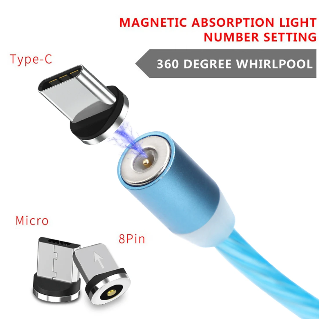 Магнитный струящийся светильник светодиодный стример Micro USB кабель для зарядки samsung S10 S9 type-c магнитное зарядное устройство 1 м для Iphone huawei P30