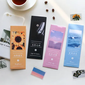 

1 Pack Beautiful Ocean Pink Sky Sunflower Light & Shadow Hand Account Notebook Decorative Sticker Stick Label 3 sheets