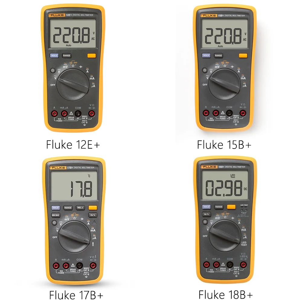 Fluke 15B+/17B+/18B+/12E+ цифровой мультиметр DMM AC/DC/R/C Непрерывное напряжение и Текущий Тест Авто Диапазон