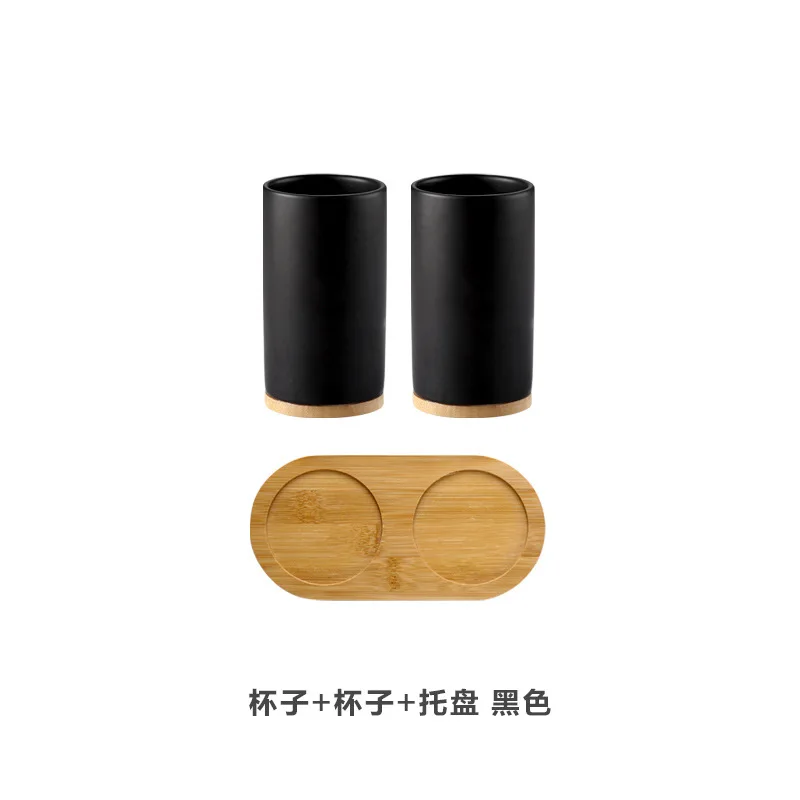 Керамические стаканы для ванной комнаты, креативный Многофункциональный бамбуковый поднос, матовые зубья, чистящие чашки, кухонные контейнеры для мытья посуды - Цвет: 7