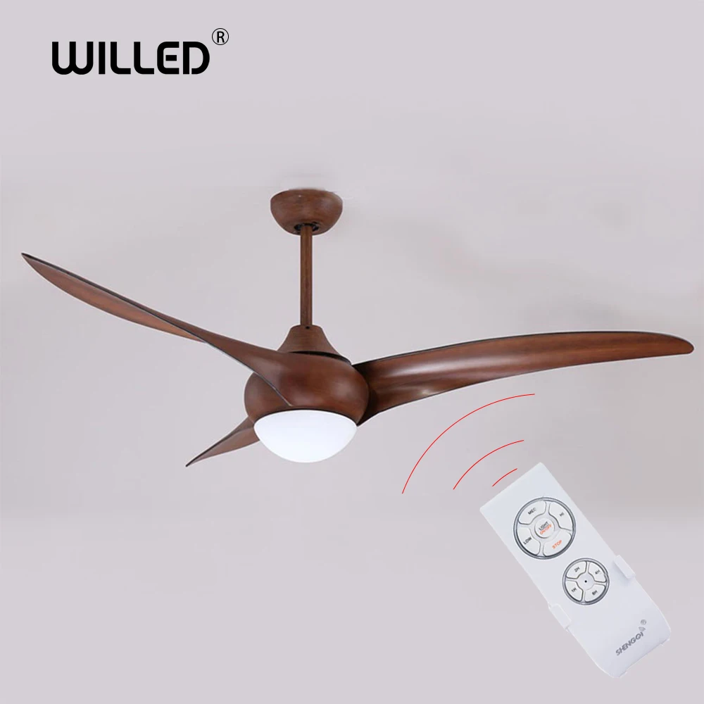 

Ceiling Fan With Lights Remote Control ventilador de teto 52 inch Nordic Brown Vintage LED Living Study Room Bedroom fans