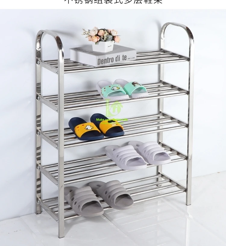 A creative stainless steel shoe rack assembly simple shoe rack multi-storey dormitory economical shoe cabinet