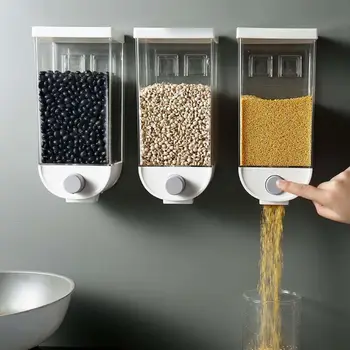 

1000/1500ml Grain Storage Box Wall Mounted Tank Cereal Bean Rice Container Oatmeal Dispenser Home