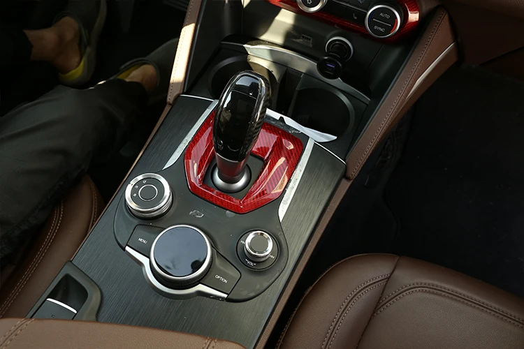 Для Alfa Romeo Stelvio красное Настоящее углеродное волокно для Alfa Romeo Giulia Автомобильная центральная консоль панельная Накладка для коробки передач отделка