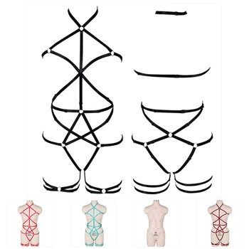 

Full Body Harness Sexy Lingerie Set Goth Cage Bra Fetish Chest Hollow Out Strap Adjust Plus Size Tops Party Dance Festival Rave