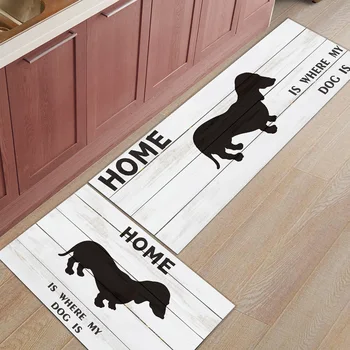 

2Pcs/Set Dachshund Dog Home Wood Kitchen Carpet Mat Floor Door Mat Anti-slip Mats Home Entrance Front Door Doormats