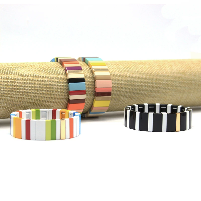 Женские/мужские браслеты ручной работы элегантные эмалированные эластичные на