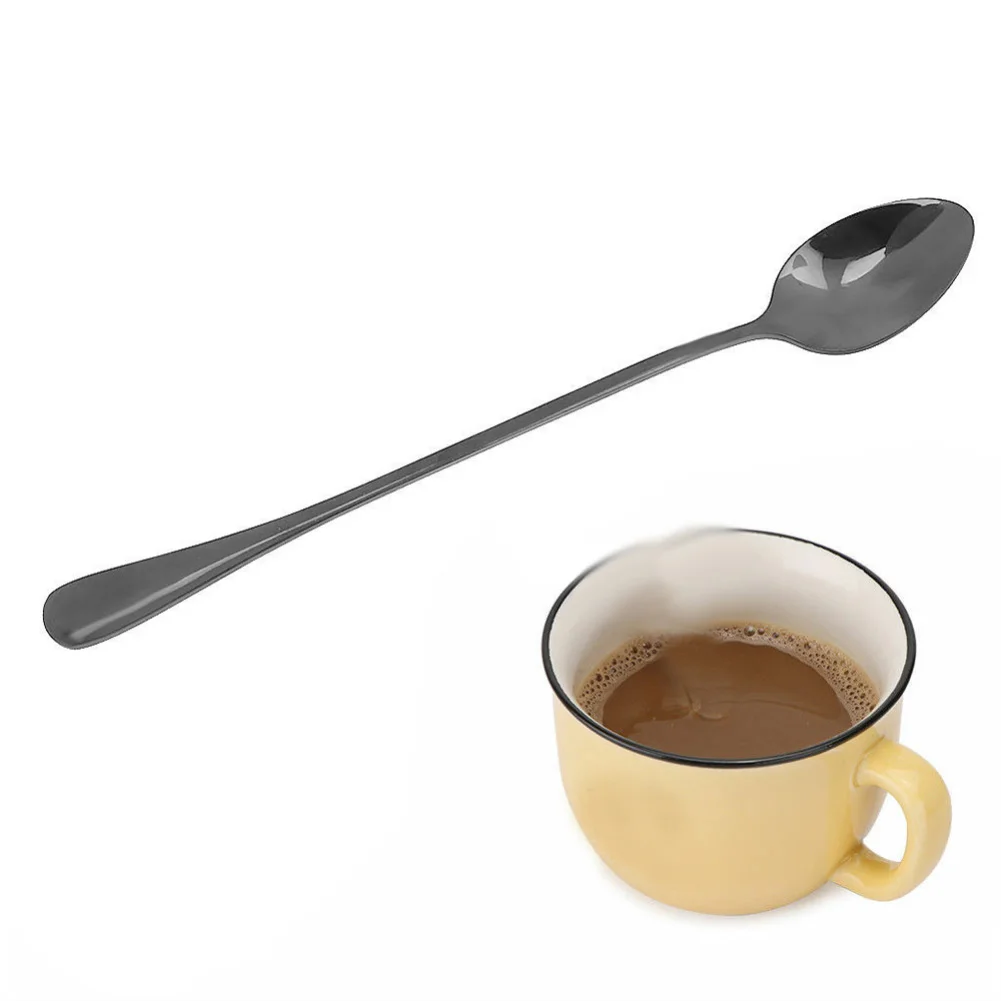 Hot Rust Resistant 12 Pieces Stainless Steel With Long Handle Mixing Coffee Polished Tea Spoons For Restaurant Cafe