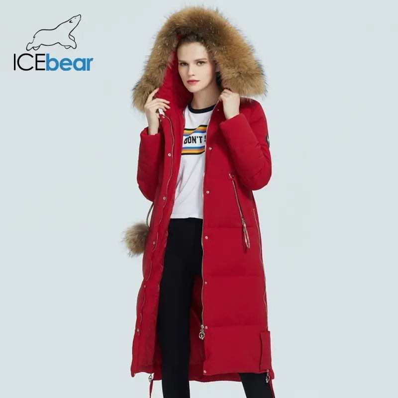 ICEbear 2020 зимняя женская куртка с меховым воротником ветрозащитная и теплая модная