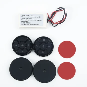 

Black Steering Wheel Button Round Accessories Receiver Box Wireless Remote W/ Night Light