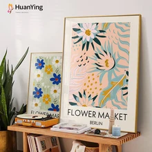 

Scandinavian Flower Market Canvas Art Poster Wall Plant Print Painting Living Room Hotel Decoration Pictures Nordic Home Decor
