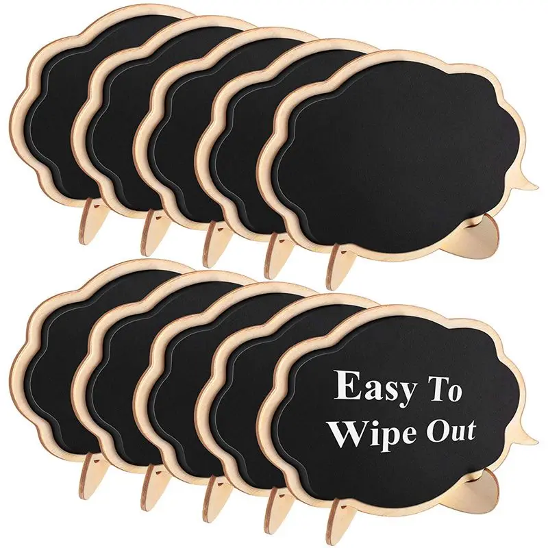 

BESTMini Thicker Black Chalkboards Signs Easy to Wipe Out,10 PCS Wood Small Messag Board Signs Place Cards for Weddings,Parties,