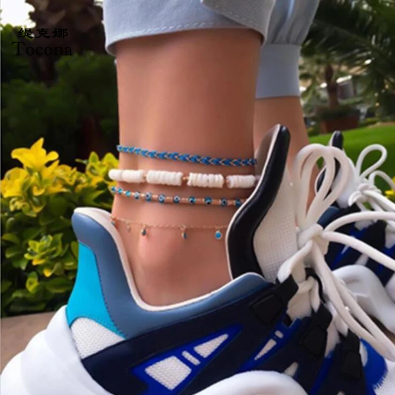 Tocona 4pcs/sets Colorful Bead Anklets for Women Charm Rope Barefoot Sandals Crystal Stone Bohmeian Jewelry Accessories 8736 Tocona 4pcs/sets Colorful Bead Anklets for Women Charm Rope Barefoot Sandals Crystal Stone Bohmeian Jewelry Accessories 8736