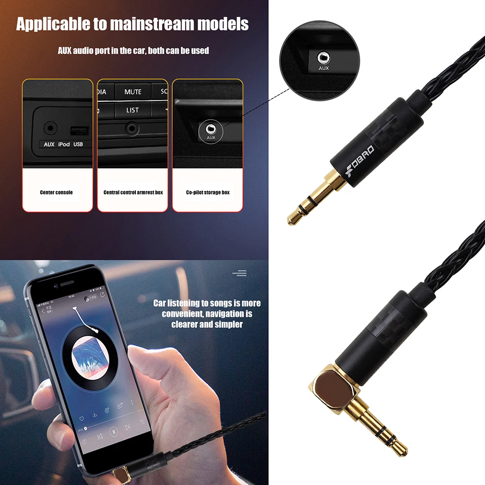 FDBRO New Angle Cable Jack 3 5mm Audio Cable 3 5 mm Stereo AUX Cable Male Jack Speaker Cable for Headphones