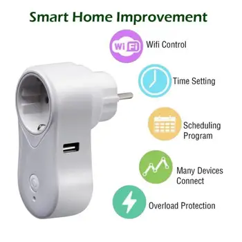 

EU Plug Smart Wifi Plug With Power Monitor Smart Socket Outlet Works With Google Home/Alexa Voice Timing Wireless Remote Control