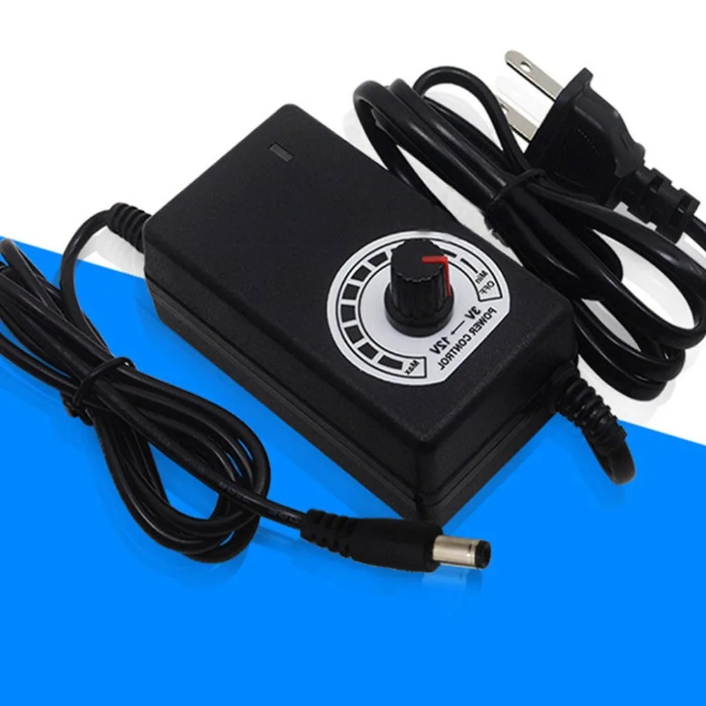 

24W Motor Speed Control Parts for Monitor LED Light 2A 3-12V AC/DC Adjustable Power Adapter US Plug Supply Adapter