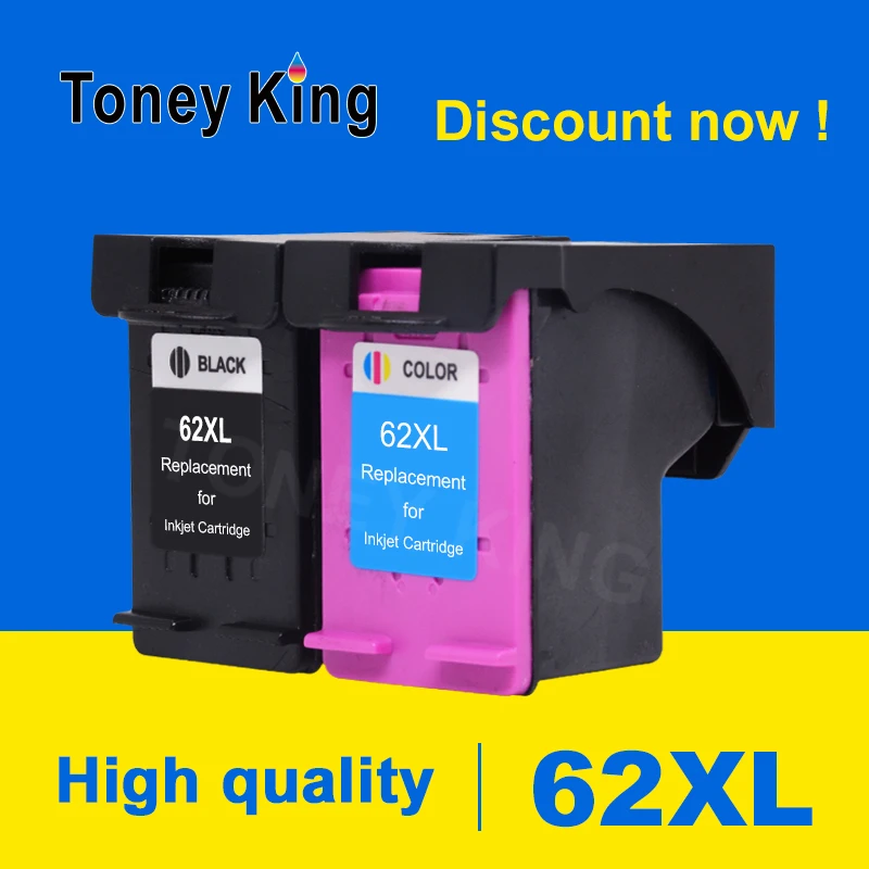 Чернильный картридж Toney King 62XL Восстановленный для HP62 HP62XL Envy 5640 5660 7640 5540 5544 5545 5546