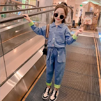 

Spring Denim Sets For Girls Autumn Children's Clothing Suit For Girls Denim Tops +Jeans Pant 2PCS Clothes For Children Sets Girl