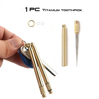 

Titanium Alloy Outdoor EDC Toothpick Portable Tinying Mini Tool Outdoor Toothpick Key Ring Pendant Cutting Tools