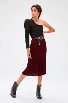 

Trendyol Burgundy Silvery Sweater Skirt TWOAW20XS0032