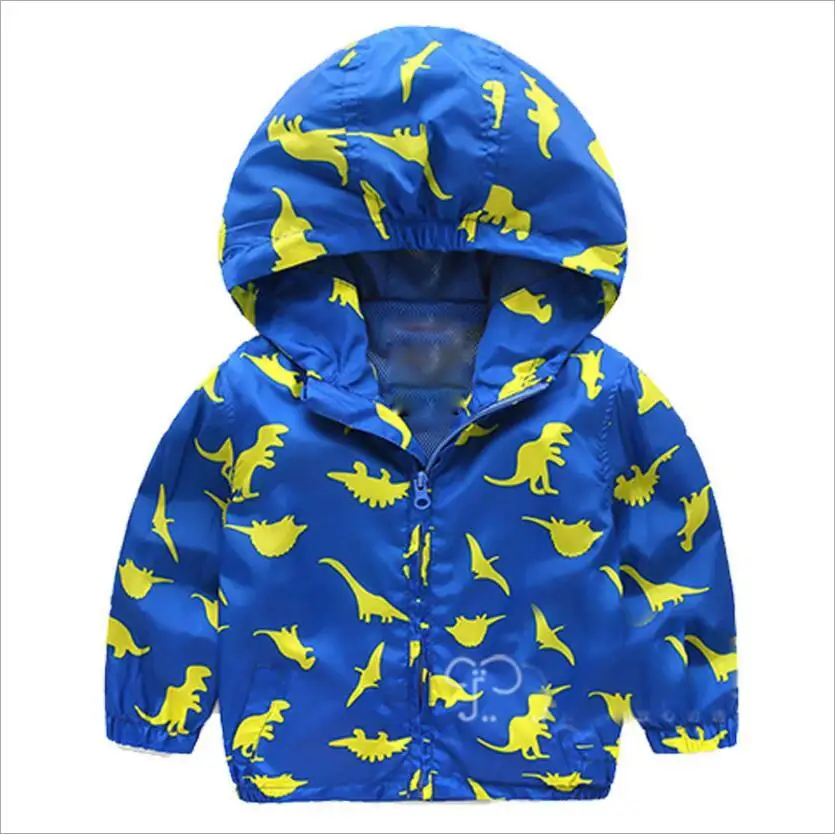 Пальто для маленьких девочек новое хлопковое пальто с капюшоном для мальчиков и девочек на весну и осень детская куртка с рисунком граффити детская одежда - Цвет: Синий