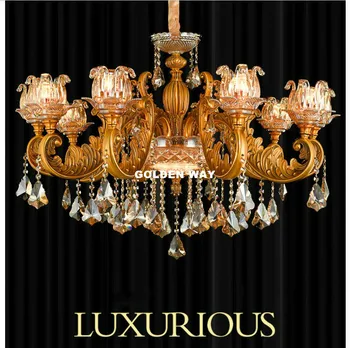 

Free Shipping ModernBronze Antique Crystal Chandelier Lingting Luxurious Brass Crystal Lamp Lustre Suspension Home Deco Lighting