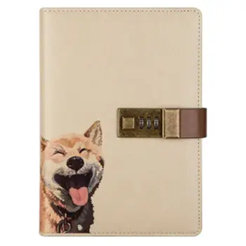 

2020 New Travel Notebook with Combination Lock Faux Leather Animals Diary Journal Notepad
