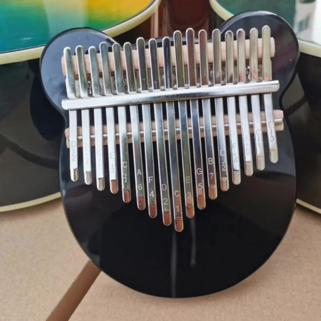 Kalimba 17 Key Thumb Piano Black Gift Keyboard Instrument w/ Case Sticker Gift for Kids Friends Beginner Percussion Music Fans