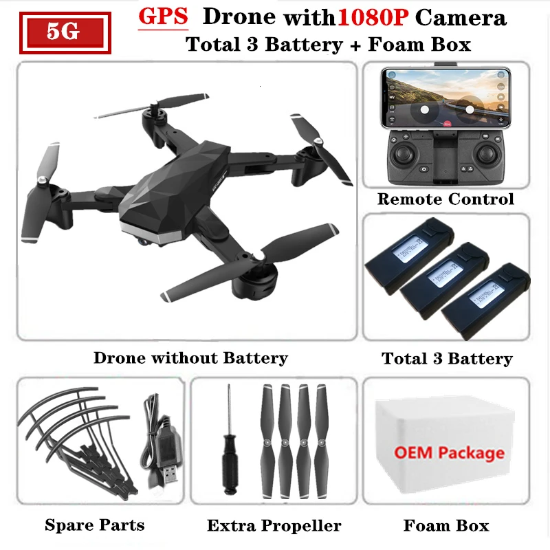 C53-GPS радиоуправляемые Дроны с 1080P 5G WiFi HD камера Вертолет высота удерживающий складной следящий за мной Квадрокоптер VS XS812 SG907 игрушечный Дрон - Цвет: 5G-Foam Box-3