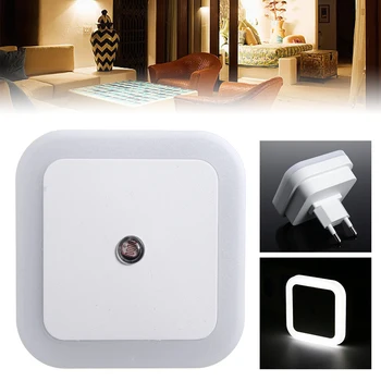 

2pcs Light Sensor White LED Night Light EU Plug Socket Night Light Lamp For Hallway Pathway Children Room