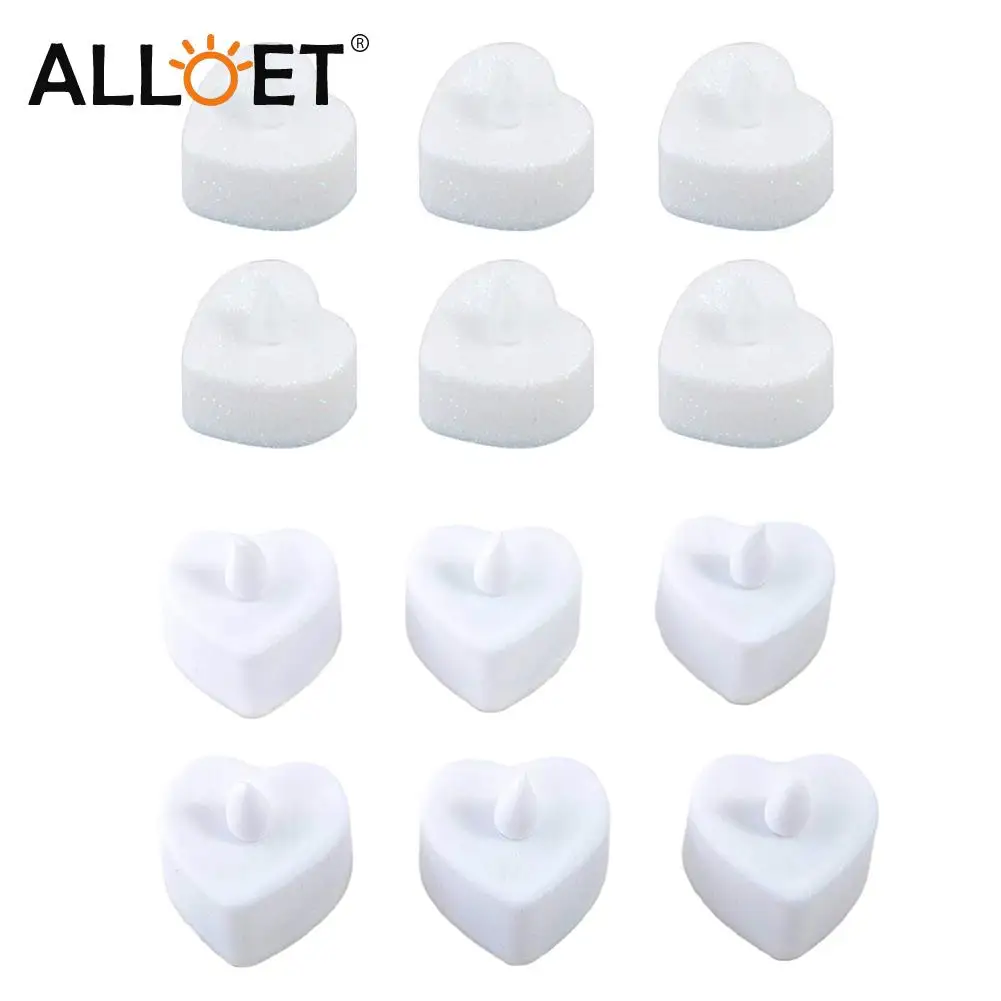 6Pcs LED Candles Heart Shape Warm White Led Flameless Battery Operated Moving Artificial for Wedding Anniversary Party |