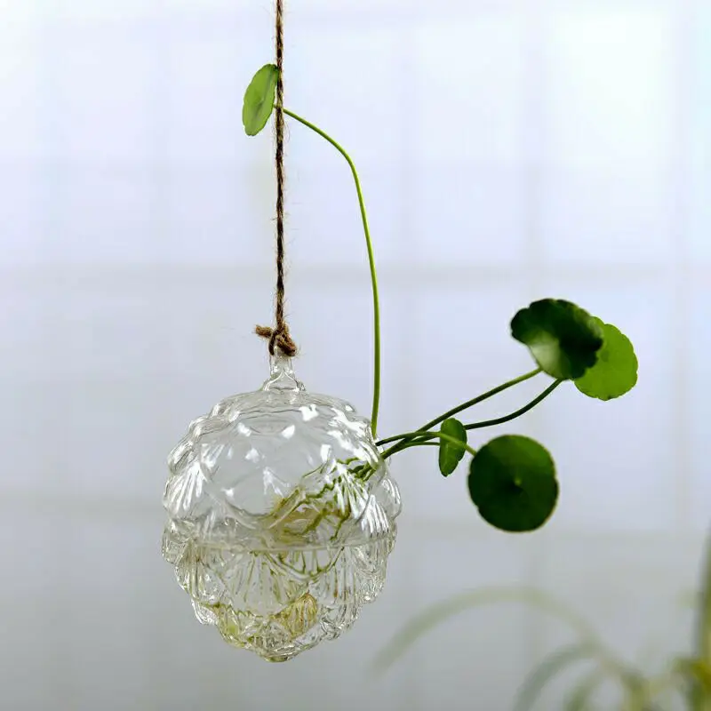 Creative Wall Hanging Flower Vase Iron Glass Hydroponics Planter Pot Transparent Hanging Flower Bottle Home Ornament Decoration - Цвет: E