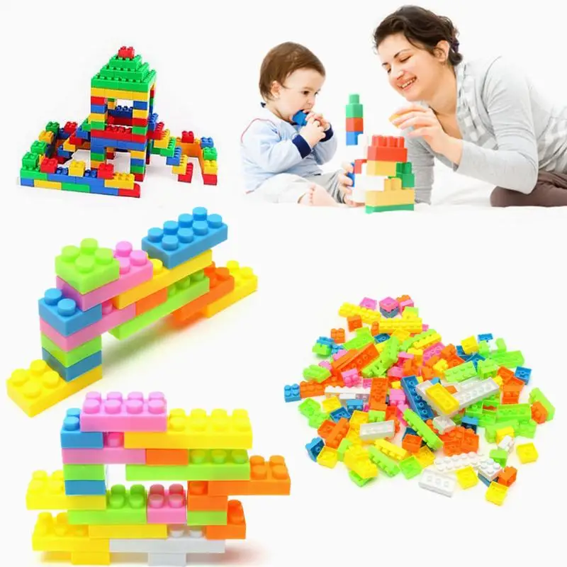 144X Colorful Plastic Building Blocks Children Kids Puzzle Educational Toy Gift 