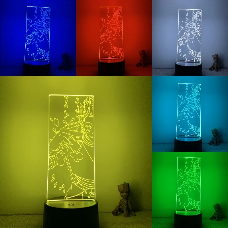 vee dans Verheugen 3D Nachtlampje Anime Hunter X Hunter Hisoka Speelkaarten Action Figure 7  Kleuren Touch Optische Illusie Tafellamp Gift Decor mod|null| - AliExpress