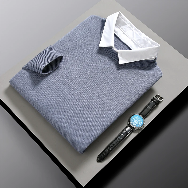 

2020 New High End Fashion Knit Mens Designer Luxury Brand Pullover Fake Two Sweater Casual Jumper Autum Winter Men Clothes