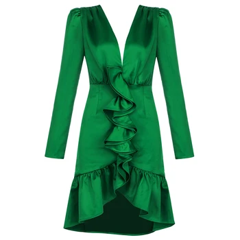 

Long Sleeve New Women Dress Fashion Ruffles Ladies Clothes Party Cub Sexy Dresses Summer Autumn Elegant Vestidos