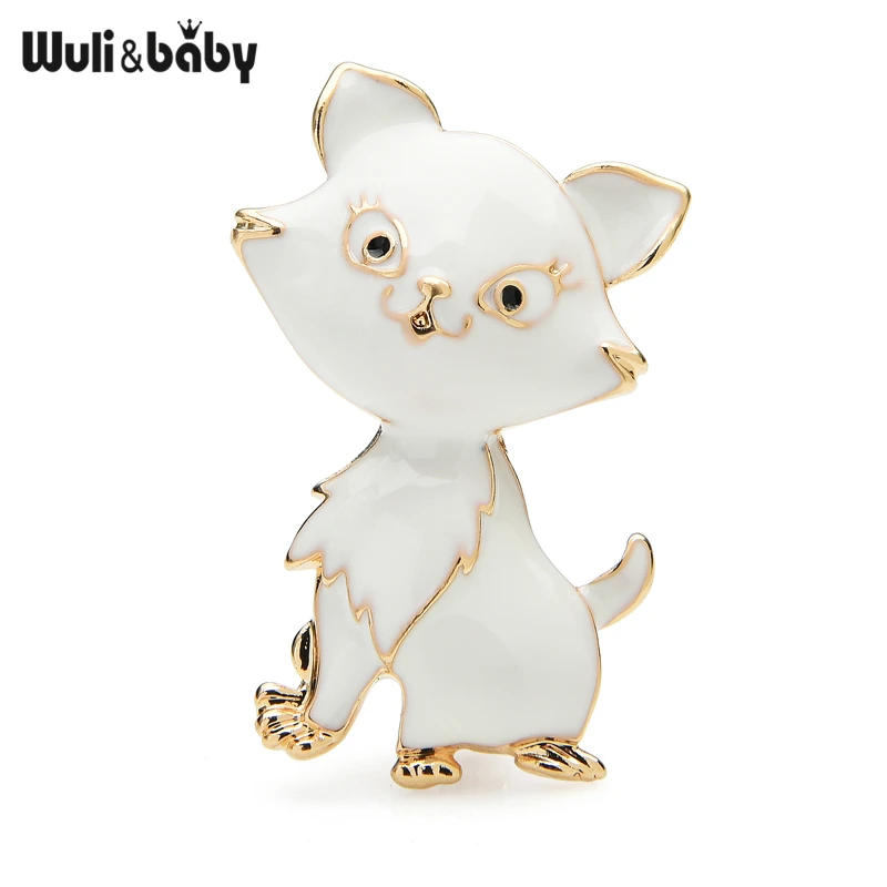 Wuli &amp baby Beauty белые розовые эмалевые броши-кошки для женщин домашние животные