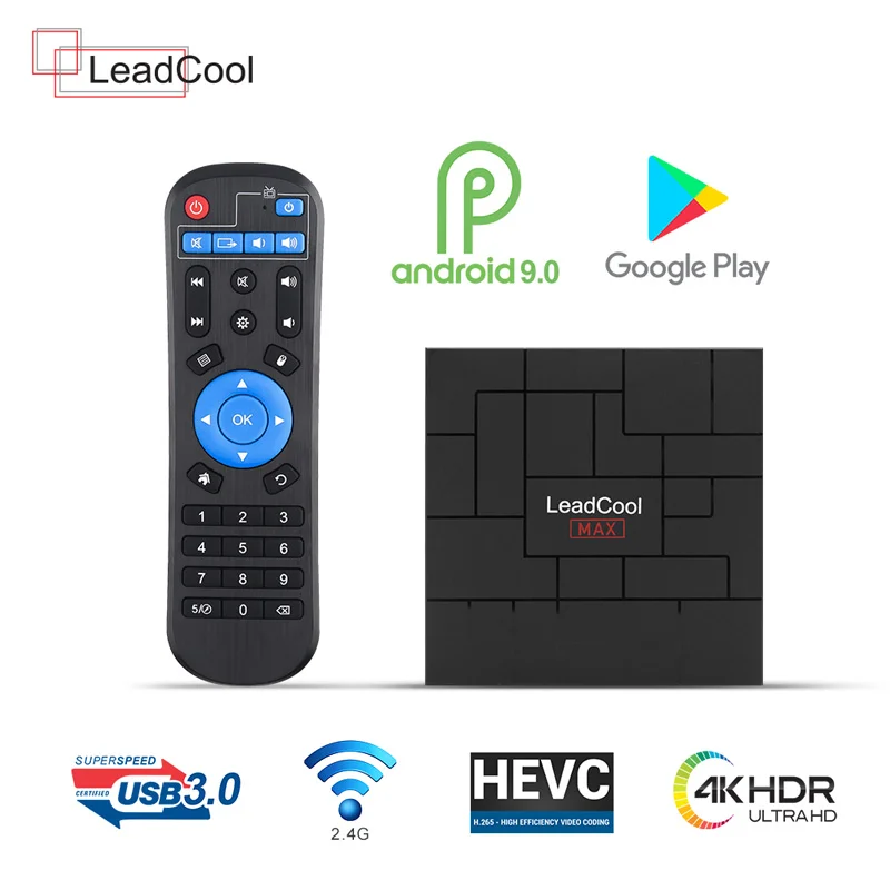 4K медиаплеер Leadcool Max Android 9,0 смарт-приставка RK3318 четырехъядерный USB 3,0 H.265 2,4G/5G Wifi Leadcool Android tv box