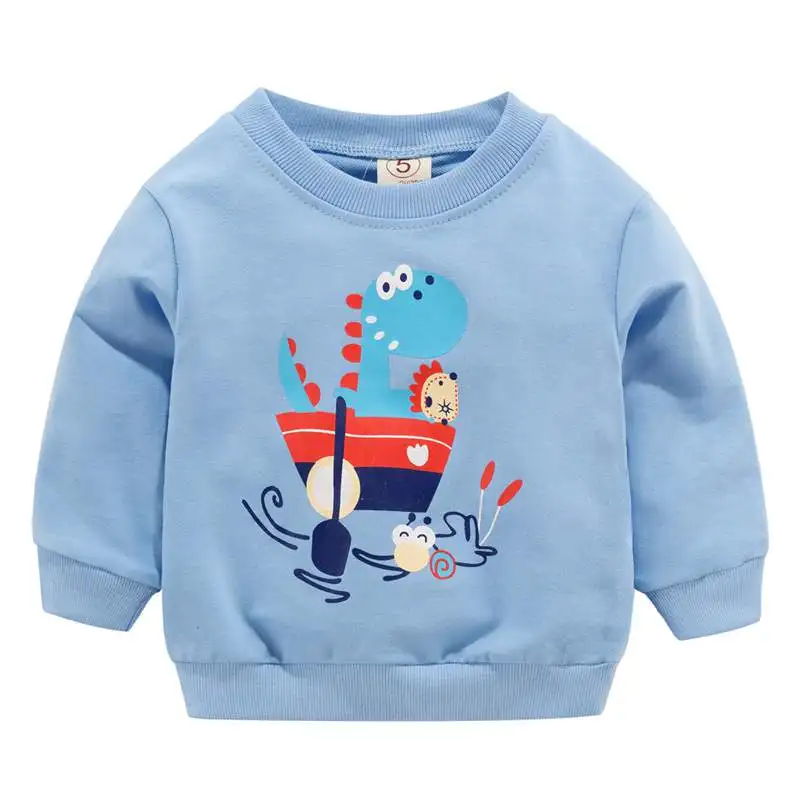 Модная одежда для маленьких мальчиков; футболка с длинными рукавами и принтом с героями мультфильмов; топы - Цвет: Blue