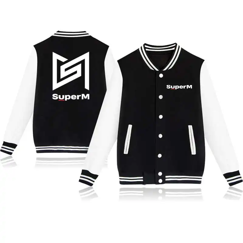 

Baseball Jacket Sweatshirt Men Hoodie Autumn Winter SuperM Printing Sweatshirts Women Black Long Sleeve Sweatshirts Tracksuit