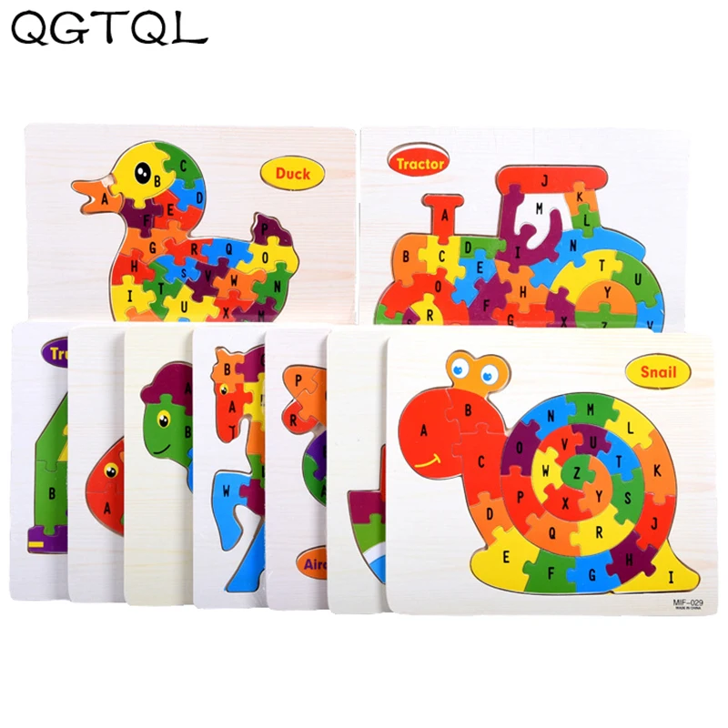 

Baby Toys Wooden 3d Puzzle Cartoon Animal Intelligence Kids Educational Brain Teaser Children Tangram Learning Jigsaw Shapes