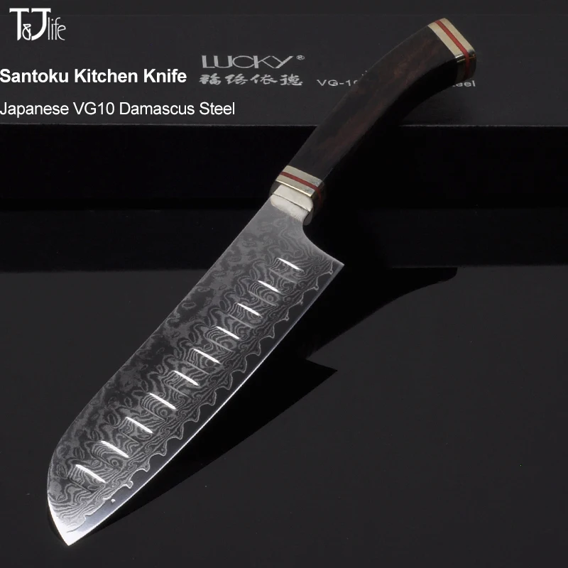 7 дюймов Santoku Кухня Ножи японский VG10 Дамаск Сталь мясо резак овощей рыб