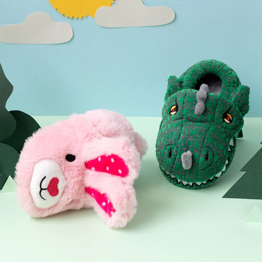 ULKNN Winter Kids Slippers Cartoon Pink Lovely Platform Home Slippers 2020 Warm Thicken Indoor Children Shoes