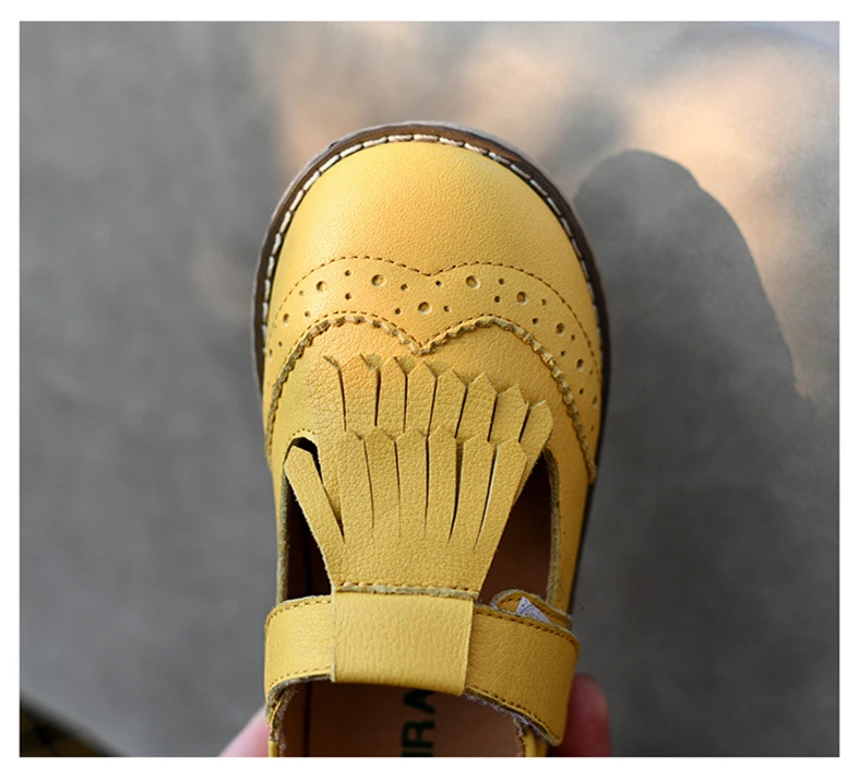 Детская повседневная обувь из натуральной кожи; модная обувь принцессы с бахромой; Нескользящая дышащая обувь для маленьких девочек