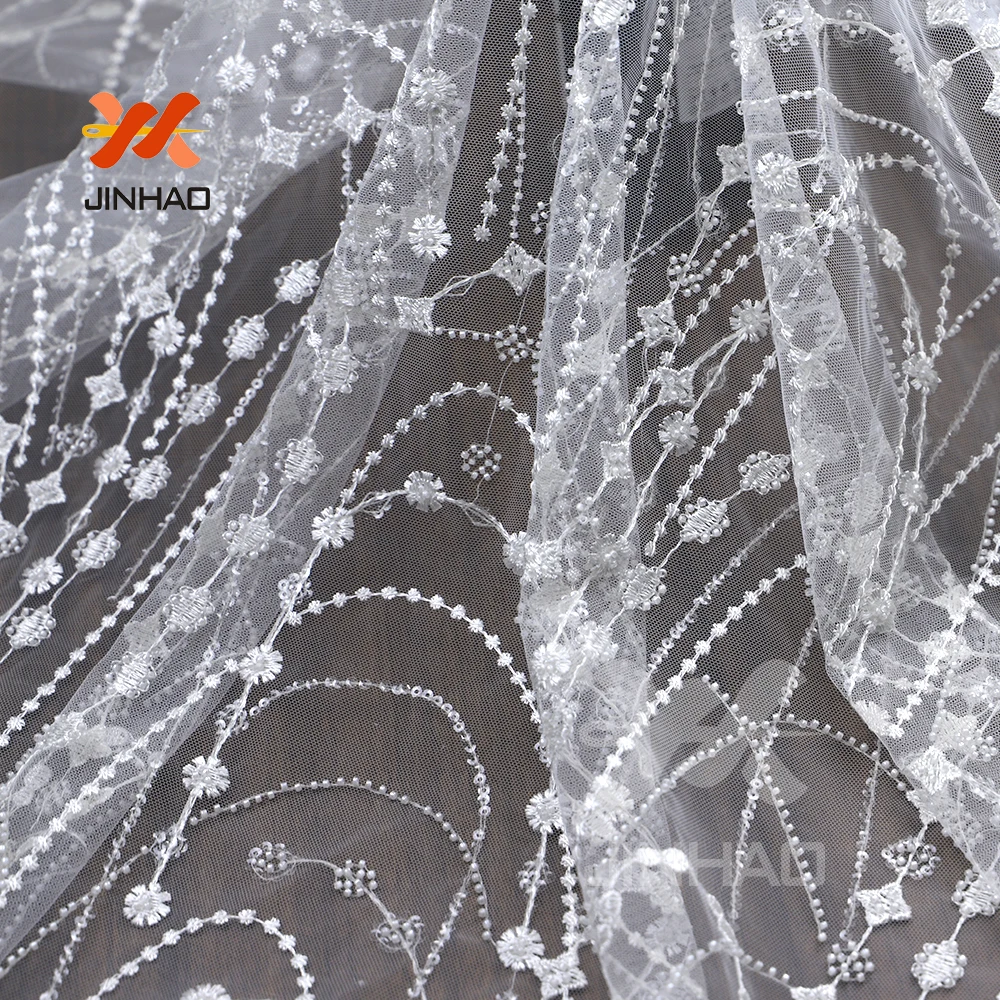 5 ярдов ткань с белыми пайетками вышивки оптом по двору блестящий материал для платьев швейная одежда Diy Ткань Материал