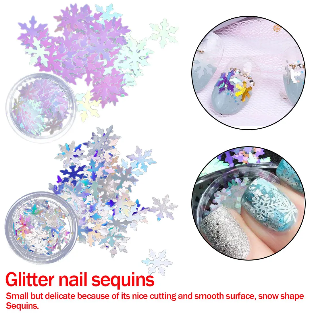 

Laser DIY Charm Sequins Tool 1 Box Winter Snow Flake 3D Thin AB Nail Glitters Mixed Christmas Dust Nail Art Decorations