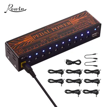 

Rowin Compact Size Guitar Effect Power Supply Station 10 Isolated DC Outputs for 9V 12V 18V Guitar Effects with 5V USB Output