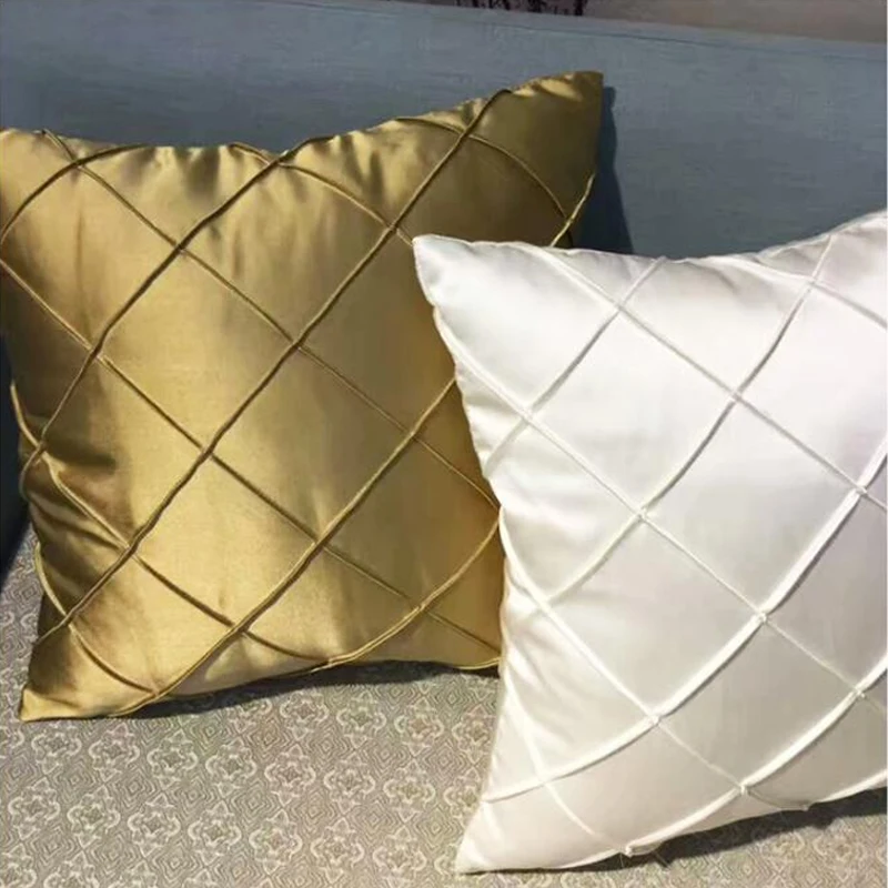 Satin White Gold Silver Luxury Cushion Pillow Decorative Home